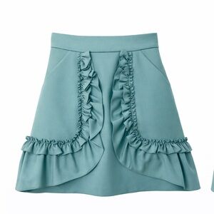 GIZIA turquoise wool mini skirt small